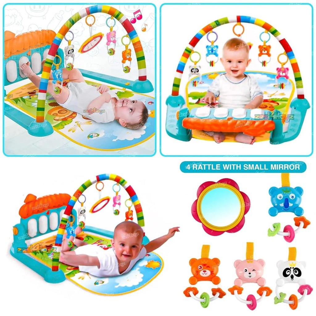 Baby activity gym with kick piano and soft mat