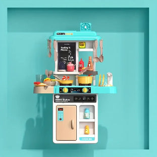 Blue Spray Kitchen Set with Real Wash Basin and Accessories