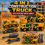 4 In 1 Construction Truck Toy Playset with Tools for Kids | DIY Engineering Vehicle Assembly Set