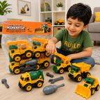 4 In 1 Construction Truck Toy Playset with Tools for Kids | DIY Engineering Vehicle Assembly Set