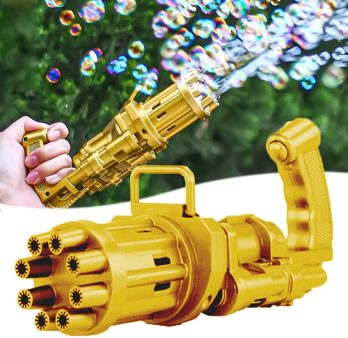 Child playing with 8-hole bubble machine toy