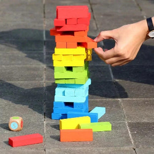 Colorful 54-piece Jenga wooden block game for kids in Pakistan