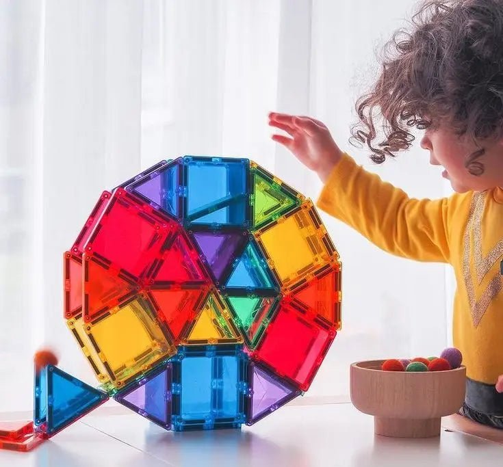 Colorful Magnetic building tiles for kids