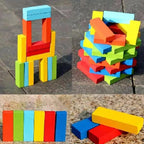 Colorful wooden Jenga tower game for children and families