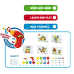 Toy packaging with colorful text and illustrations on a white background