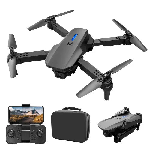 Kids using E88 4K drone camera with accessories for learning and fun