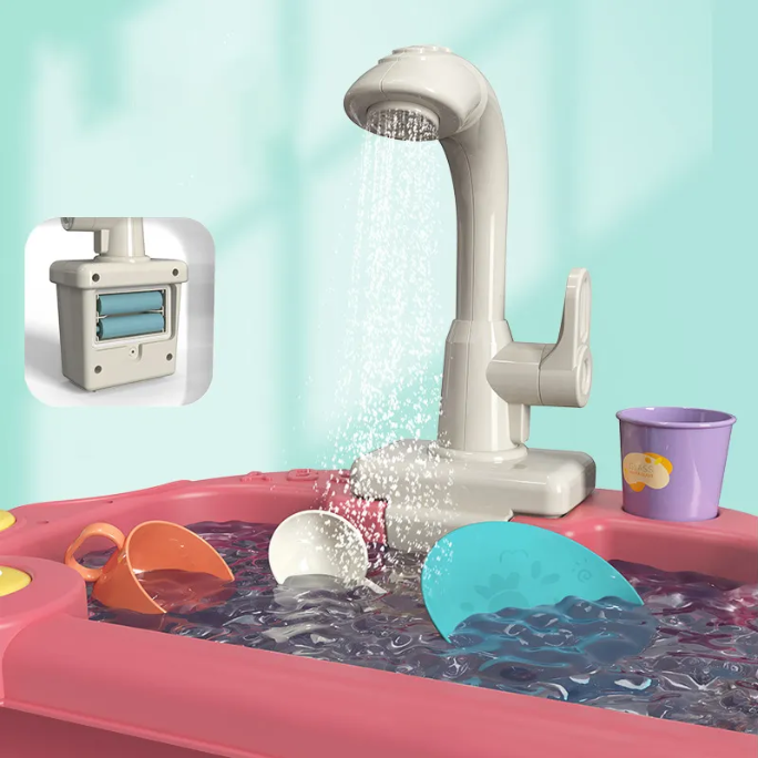 Kids kitchen role play sink with water circulation