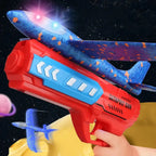 Kids outdoor flying airplane catapult gun toy