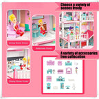 Kids role play doll house with 4 rooms and accessories