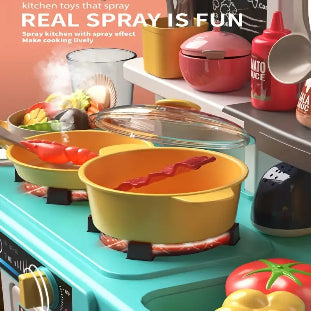 Children’s Kitchen Set with Pots, Pans, and Food Items