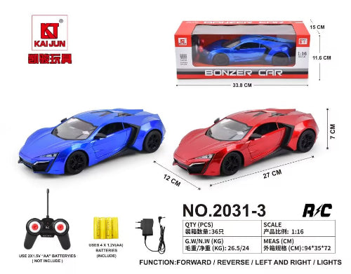 Lighting rechargeable RC Bonzer car toy for kids