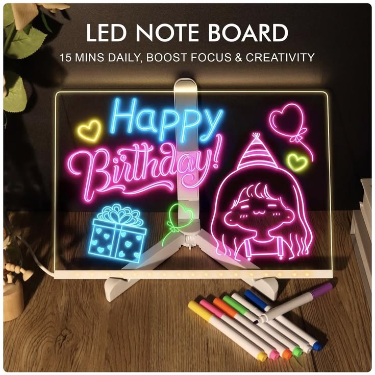 LED acrylic drawing board with neon pens for kids Pakistan