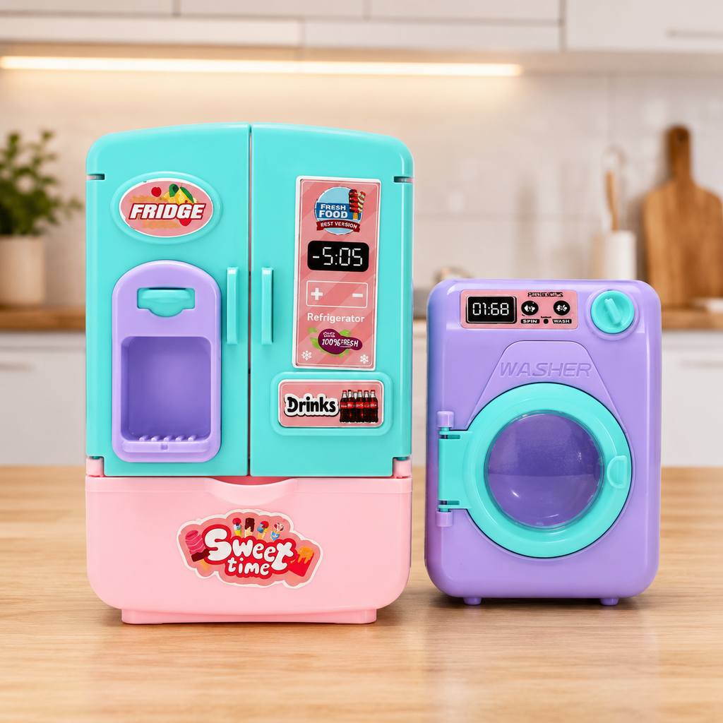 Mini refrigerator and washing machine toy playset
