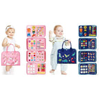 Montessori activity busy book for toddlers in pink and blue