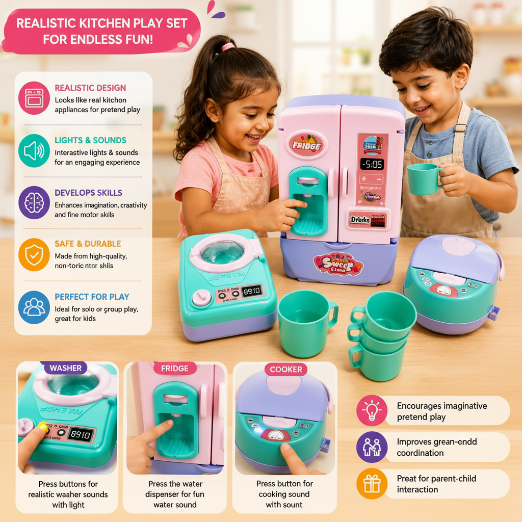 Pretend kitchen toy set for kids in Pakistan