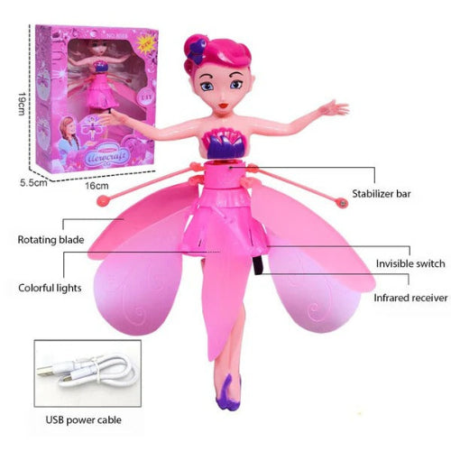 Princess flying doll toy with safe wings