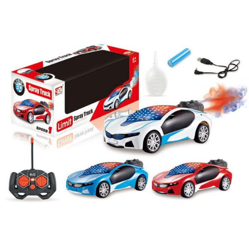 Rechargeable RC smoke car toy for kids in Pakistan with LED lights and remote control