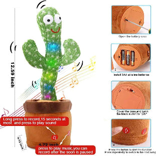 Rechargeable dancing cactus toy LED lights and music