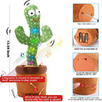 Rechargeable dancing cactus toy LED lights and music