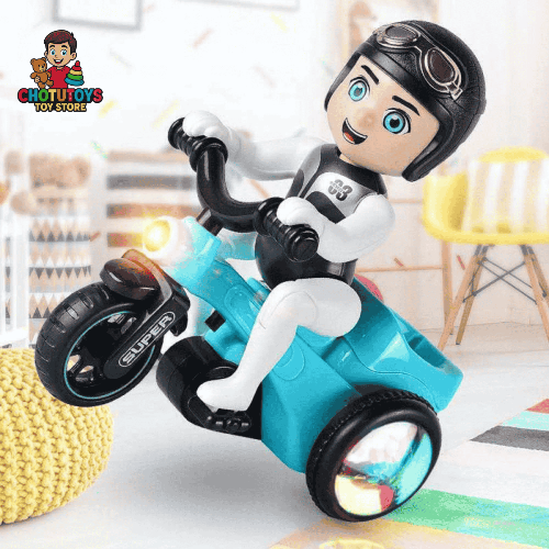 Stunt bicycle toy with 360 degree rotation