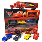 Toy truck carrying multiple metal cars for kids