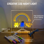 acrylic LED board with 7 color pens for drawing