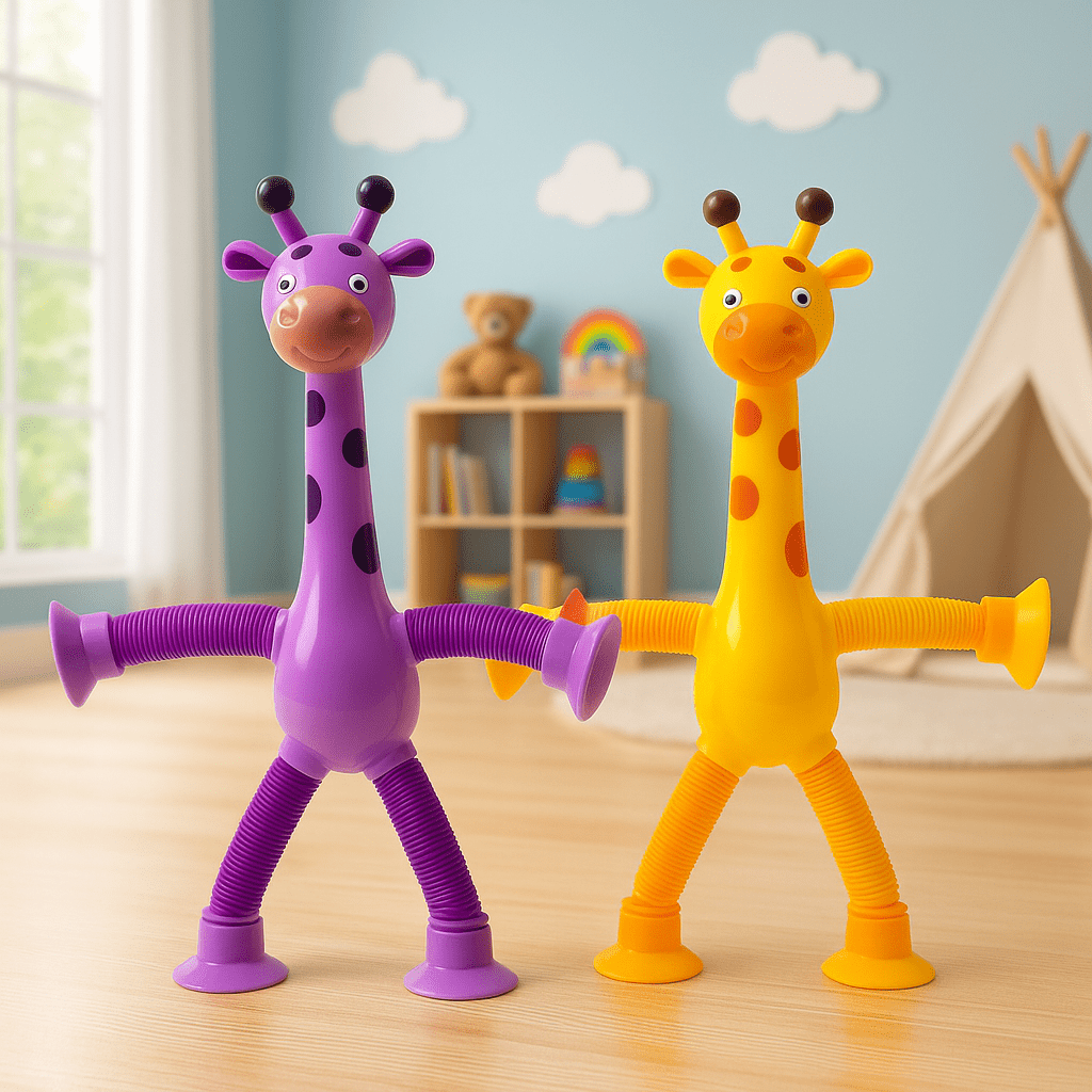 giraffe pop tube toy for stress relief and fun