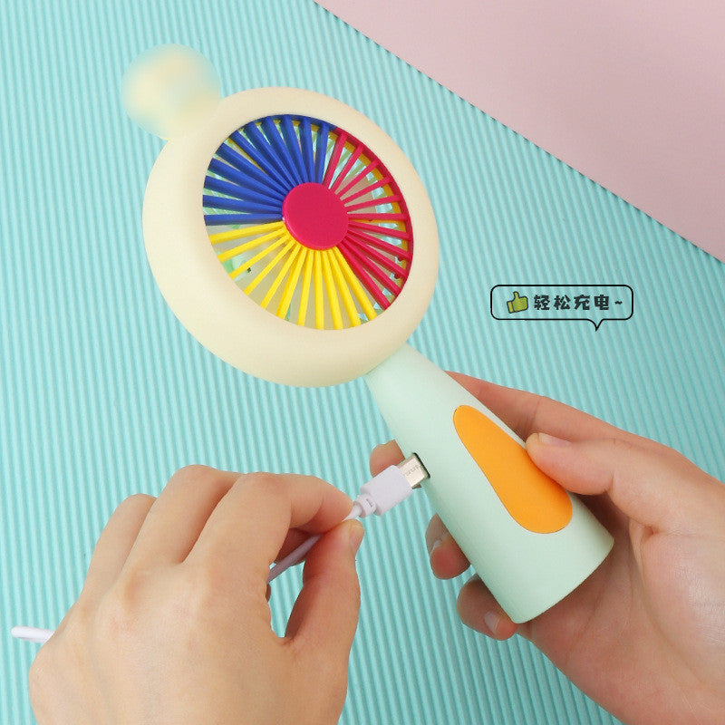 kids hand fan rechargeable with light