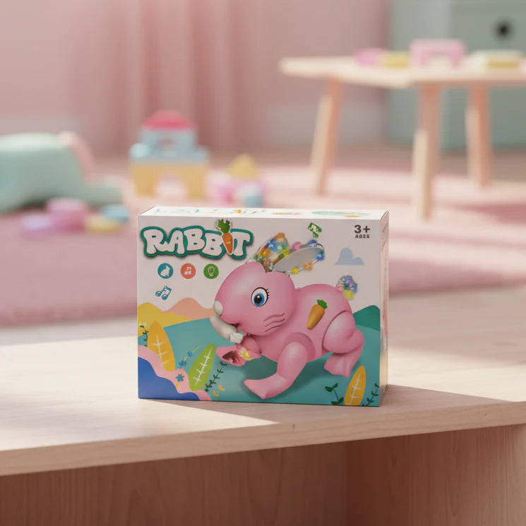 musical bunny toy with LED lights for toddlers
