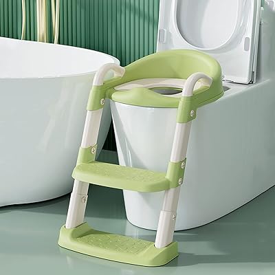 oddler potty training toilet ladder seat green color
