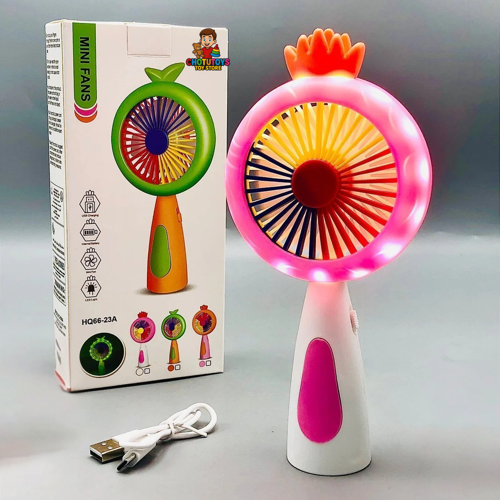 rechargeable mini hand fan with LED light Pakistan