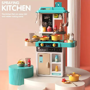 52-Piece Spray Kitchen Set for Kids – Pink Color Toy Kitchen