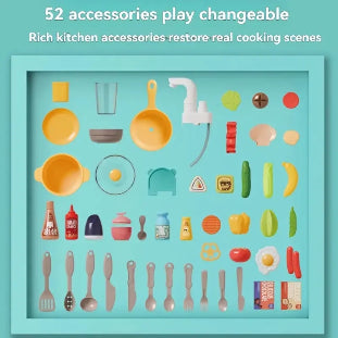 Pretend Play Kitchen Set with 52 Accessories for Girls and Boys